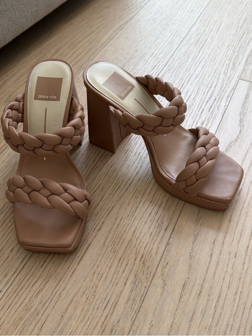 Dolce Vita Brown Braided Block Heel Mules